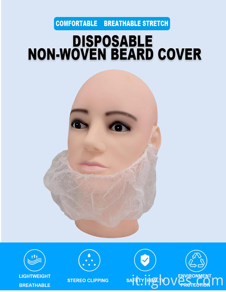 Industria alimentare usa e getta pp produttore di coperture per la barba non tessuta due loop auricolari